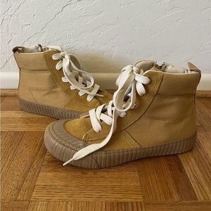 Zara KIDS High Top Lace Up Shoes Mustard Yellow US Kids Size 4/4.5 (EU 36)